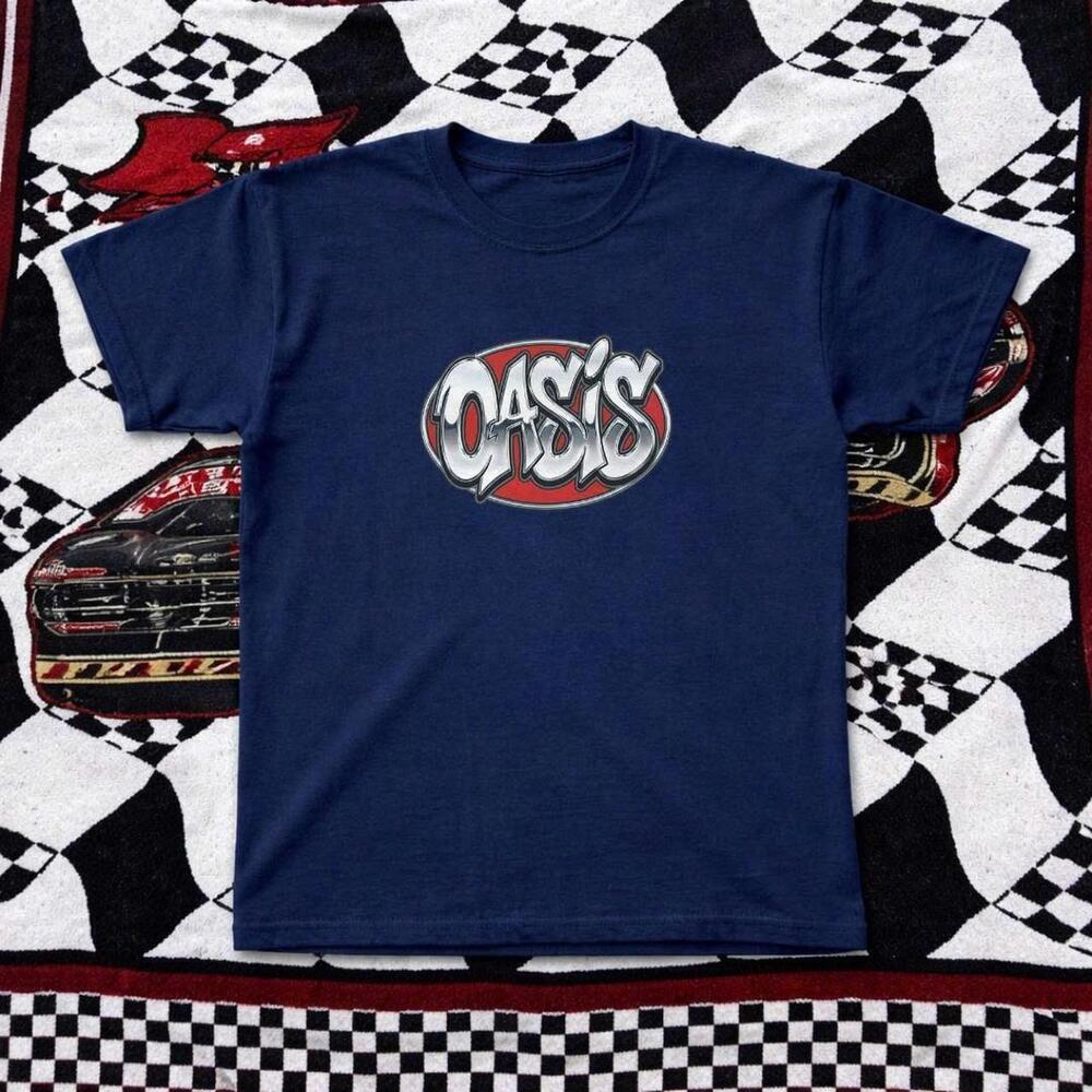 Navy Oasis Band Tee With Red Accents